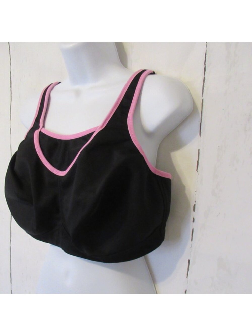 Glamorise Sport Bra 40D Black Pink No Bounce Cami Sports Running Wireless 1062 - Picture 3 of 5